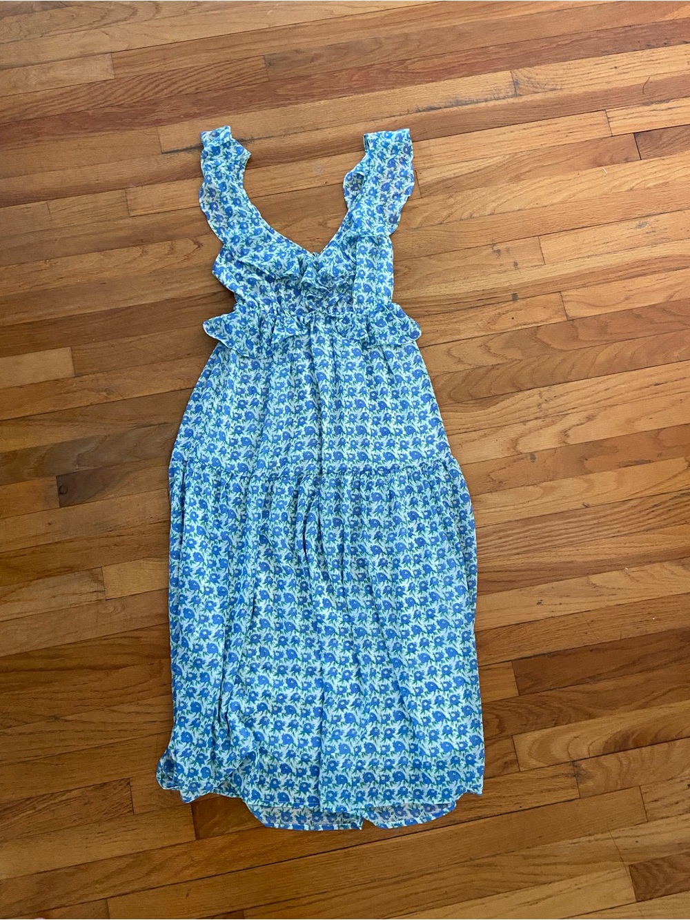 Lush Blue and White Floral Maxi Dress